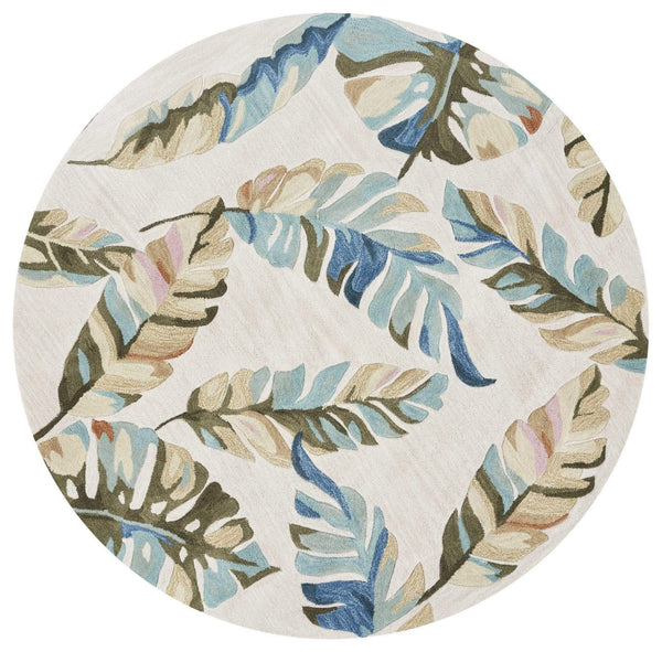 Rugs Round Rugs 5'6" Round Polyester Ivory Area Rug 3048 HomeRoots