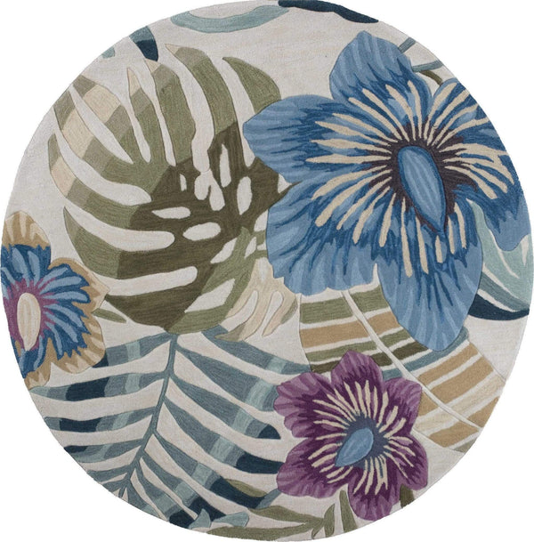 Rugs Round Rugs 5'6" Round Polyester Sand Area Rug 3052 HomeRoots
