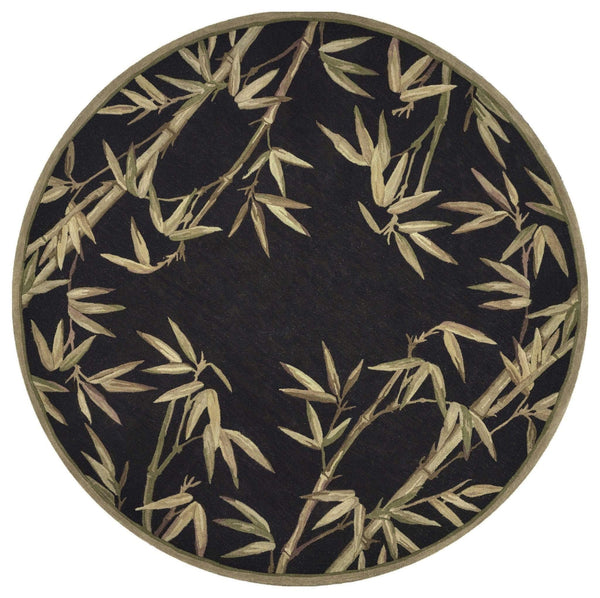 Round Rugs - 5'6" Round Wool Black Area Rug