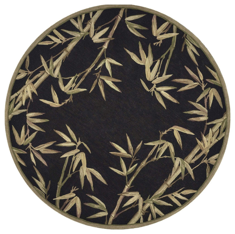 Round Rugs - 5'6" Round Wool Black Area Rug