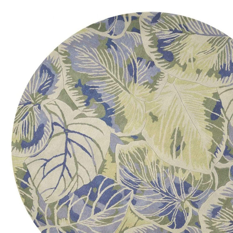 Rugs Round Rugs - 5'6" Round Wool Blue/Green Area Rug HomeRoots