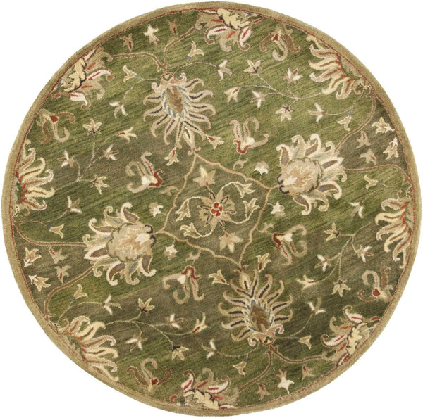 Rugs Round Rugs - 5'6" Round Wool Emerald Green Area Rug HomeRoots