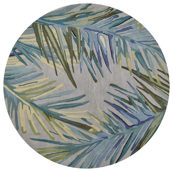 Rugs Round Rugs - 5'6" Round Wool Grey/Blue Area Rug HomeRoots