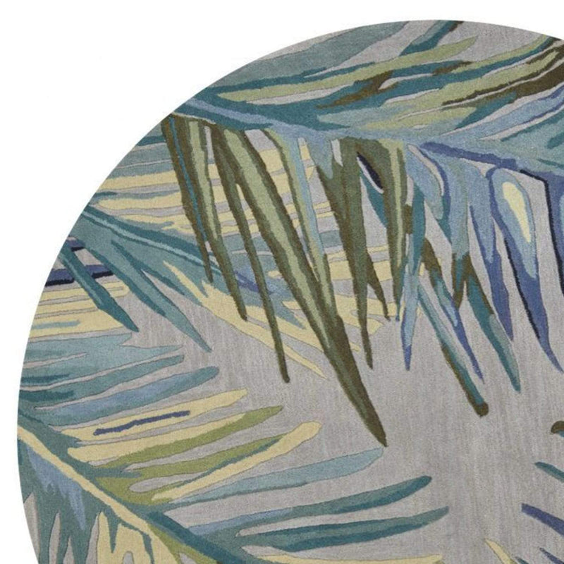 Rugs Round Rugs - 5'6" Round Wool Grey/Blue Area Rug HomeRoots
