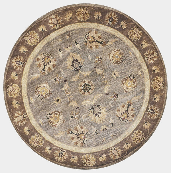 Rugs Round Rugs - 5'6" Round Wool Grey/Mocha Area Rug HomeRoots