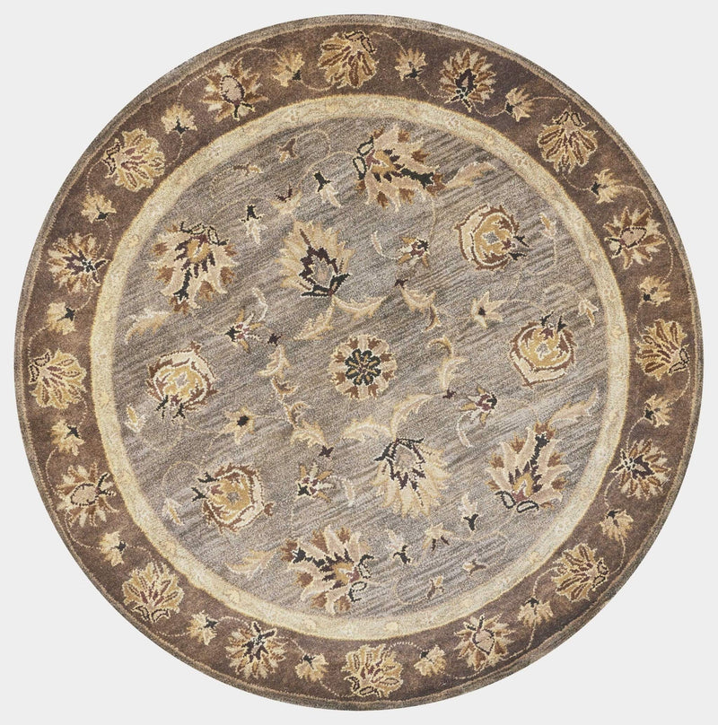 Rugs Round Rugs - 5'6" Round Wool Grey/Mocha Area Rug HomeRoots