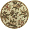 Rugs Round Rugs 5'6" Round Wool Ivory Area Rug 4148 HomeRoots