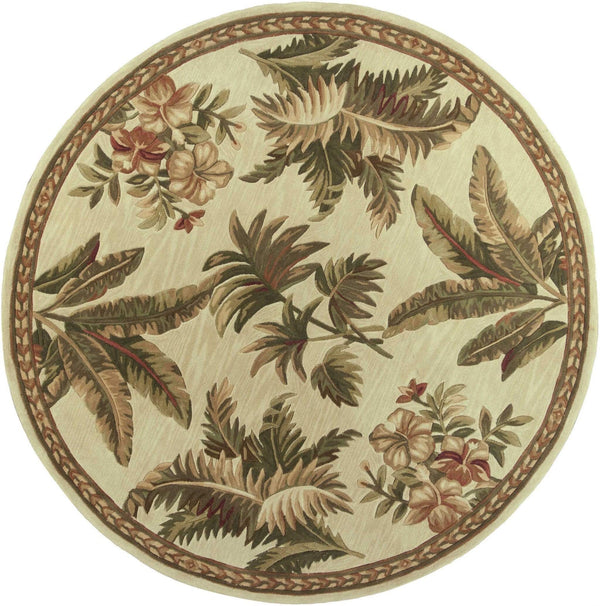 Rugs Round Rugs 5'6" Round Wool Ivory Area Rug 4148 HomeRoots