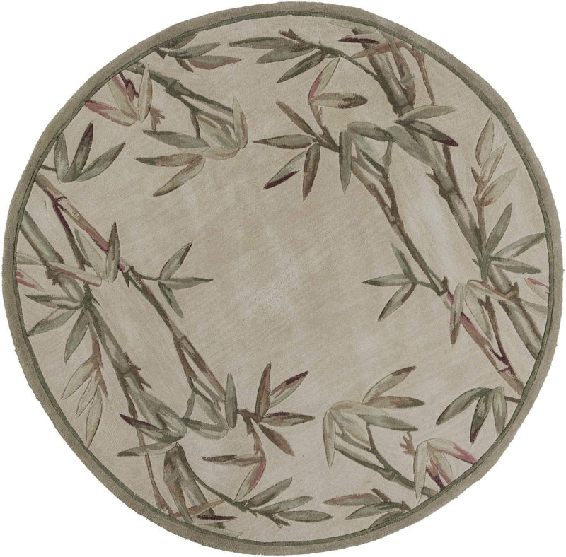Rugs Round Rugs 5'6" Round Wool Ivory Area Rug 4151 HomeRoots