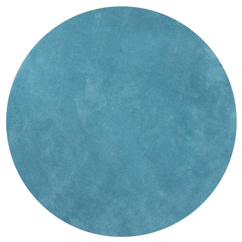 Rugs Round Rugs - 6' Round Polyester Highlighter Blue Area Rug HomeRoots