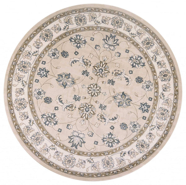 Rugs Round Rugs - 7'10" Round Polypropylene Beige/Ivory Area Rug HomeRoots