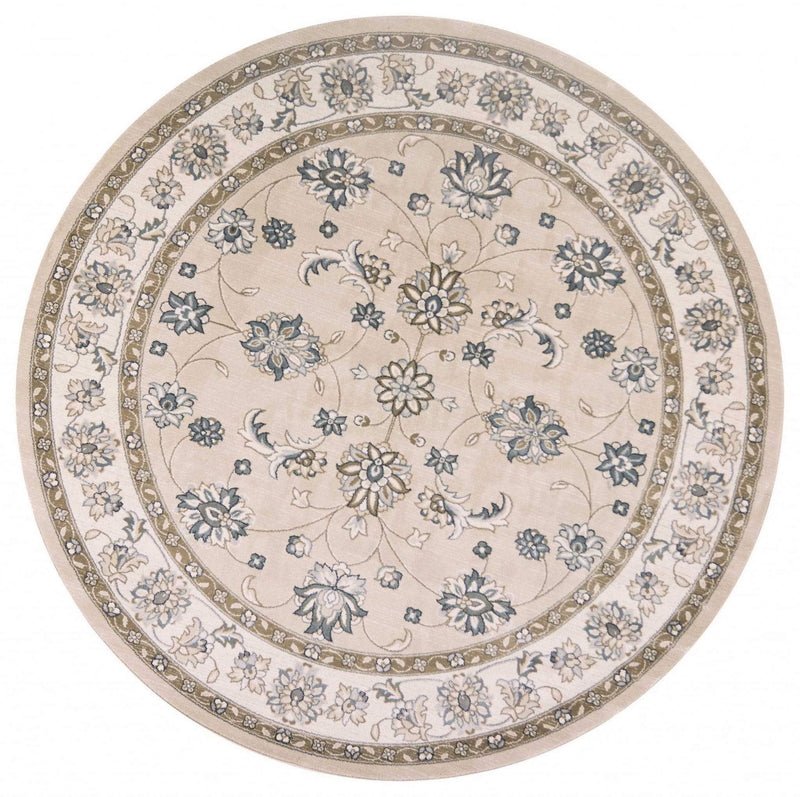 Rugs Round Rugs - 7'10" Round Polypropylene Beige/Ivory Area Rug HomeRoots