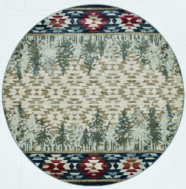 Rugs Round Rugs 7'10" Round Polypropylene Ivory Area Rug 2683 HomeRoots