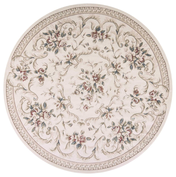 Rugs Round Rugs 7'10" Round Polypropylene Ivory Area Rug 2686 HomeRoots