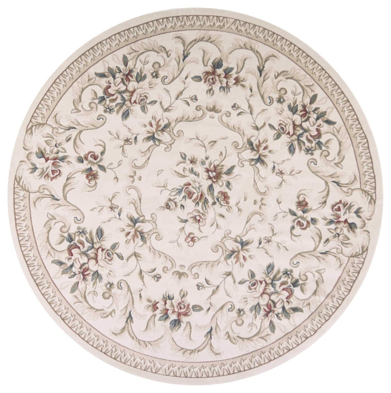 Rugs Round Rugs 7'10" Round Polypropylene Ivory Area Rug 2686 HomeRoots