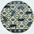 Rugs Round Rugs - 7'10" Round Polypropylene Ivory/Blue Area Rug HomeRoots
