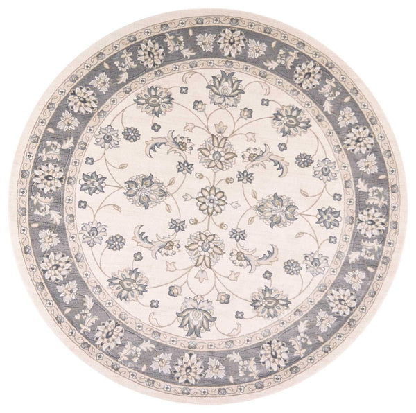 Rugs Round Rugs - 7'10" Round Polypropylene Ivory/Grey Area Rug HomeRoots