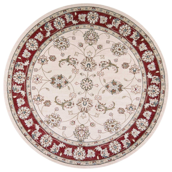 Rugs Round Rugs - 7'10" Round Polypropylene Ivory/Red Area Rug HomeRoots