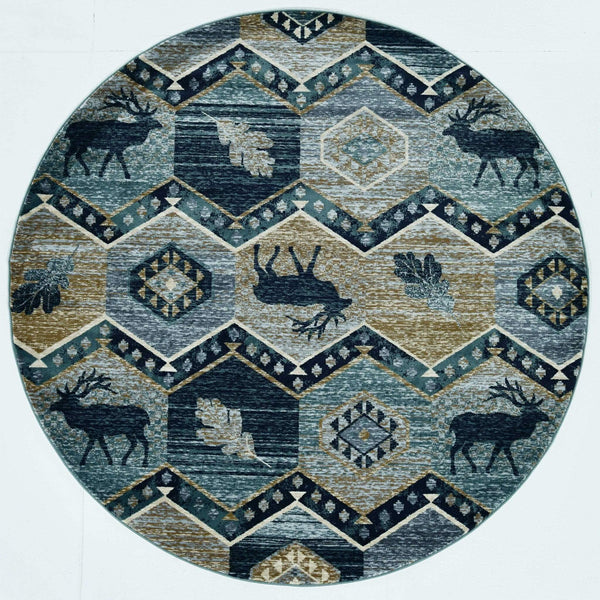 Rugs Round Rugs - 7'10" Round Polypropylene Seafoam Area Rug HomeRoots