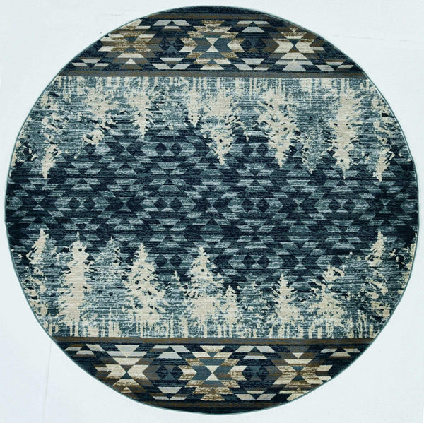 Rugs Round Rugs 7'10" Round Polypropylene Slate Blue Area Rug 2684 HomeRoots