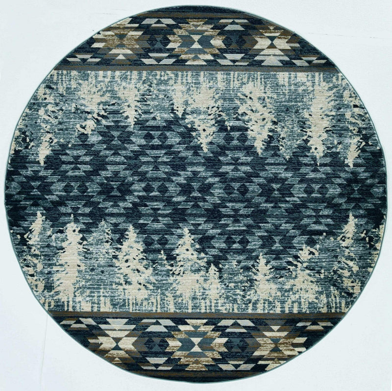 Rugs Round Rugs 7'10" Round Polypropylene Slate Blue Area Rug 2684 HomeRoots