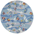 Rugs Round Rugs 7'6" Round Polyester Blue Area Rug 3070 HomeRoots