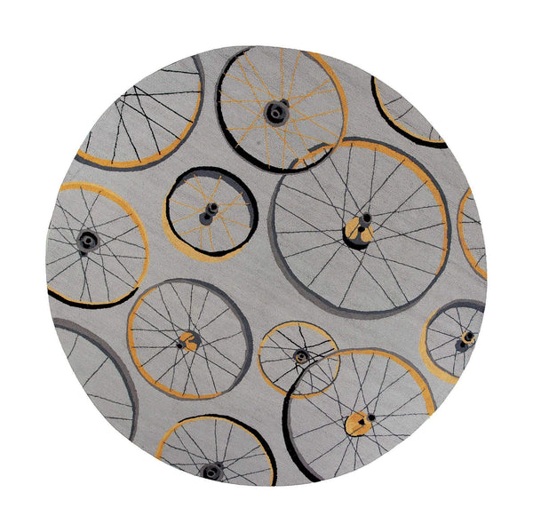 Rugs Round Rugs - 7'6" Round Polyester Grey Area Rug HomeRoots