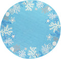 Rugs Round Rugs - 7'6" Round Polyester Sea Blue Area Rug HomeRoots
