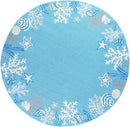 Rugs Round Rugs - 7'6" Round Polyester Sea Blue Area Rug HomeRoots