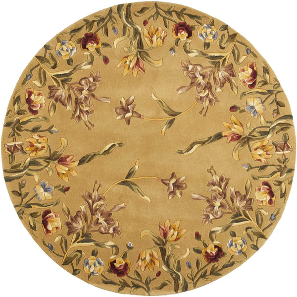 Rugs Round Rugs - 7'6" Round Wool Gold Area Rug HomeRoots