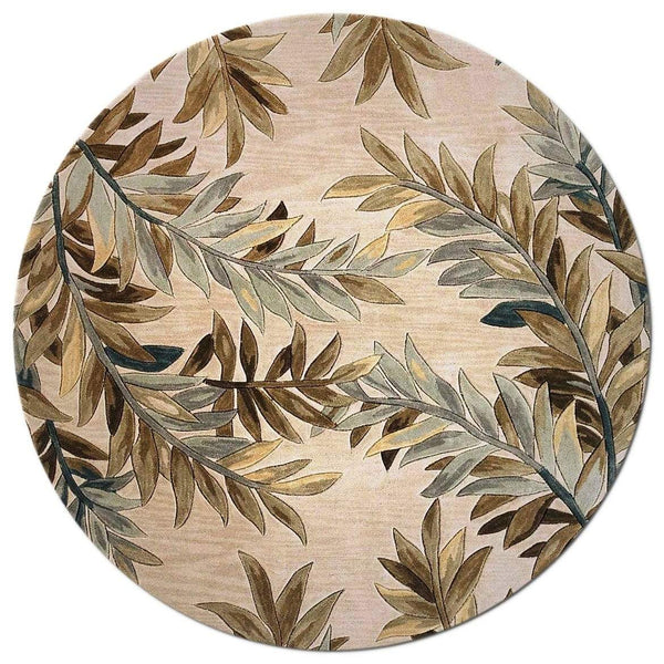 Rugs Round Rugs 7'6" Round Wool Ivory Area Rug 208 HomeRoots