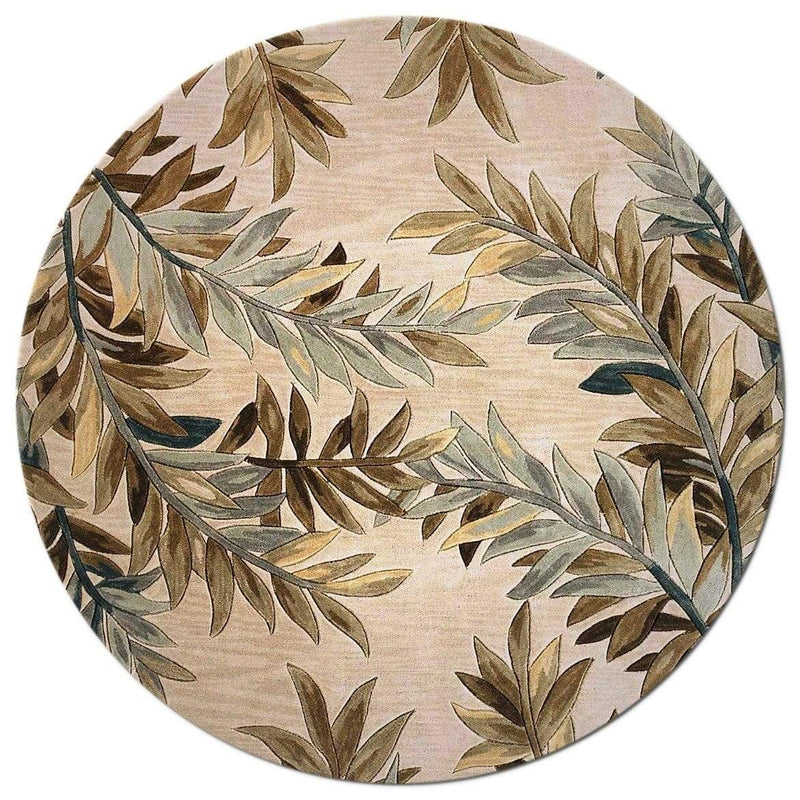 Rugs Round Rugs 7'6" Round Wool Ivory Area Rug 208 HomeRoots