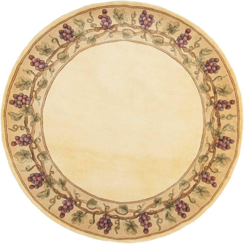 Rugs Round Rugs 7'6" Round Wool Ivory Area Rug 237 HomeRoots