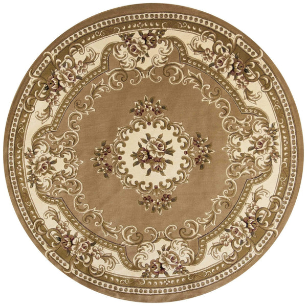 Rugs Round Rugs 7'7" Round Polypropylene Beige/Ivory Area Rug 2950 HomeRoots
