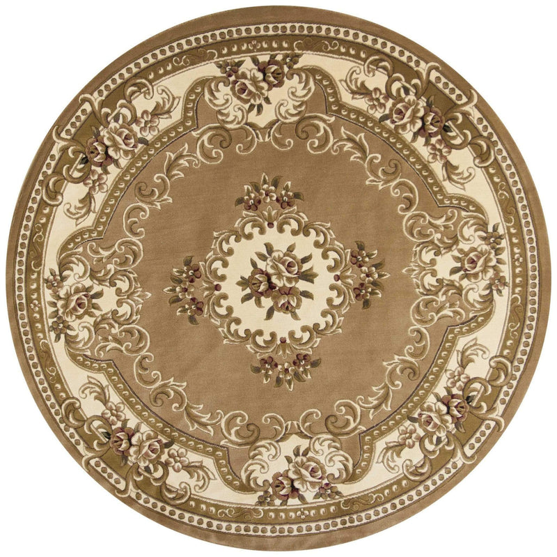 Rugs Round Rugs 7'7" Round Polypropylene Beige/Ivory Area Rug 2950 HomeRoots