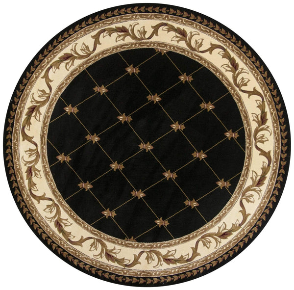 Rugs Round Rugs 7'7" Round Polypropylene Black Area Rug 2960 HomeRoots