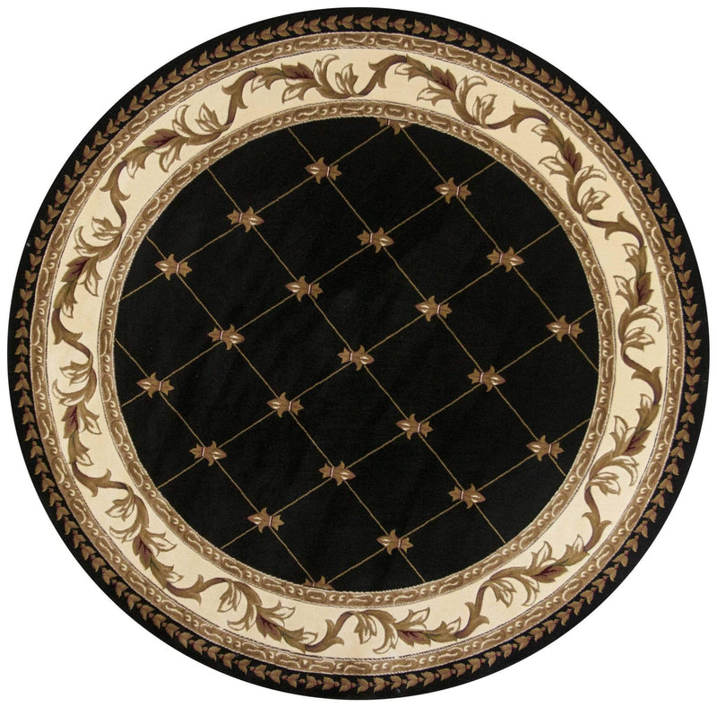 Rugs Round Rugs 7'7" Round Polypropylene Black Area Rug 2960 HomeRoots