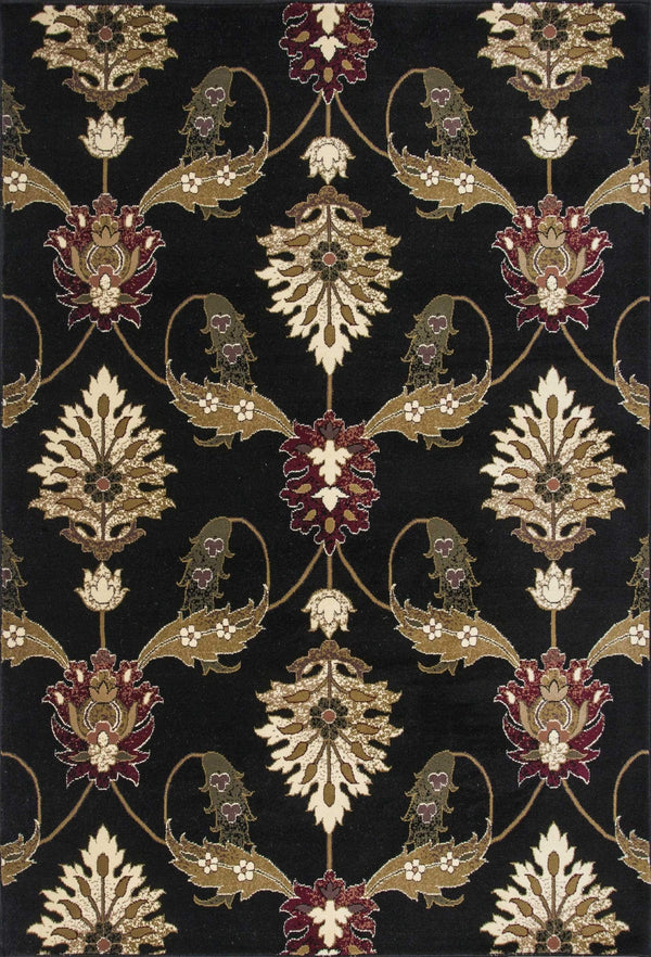 Rugs Round Rugs - 7'7" Round Polypropylene Black Area Rug HomeRoots