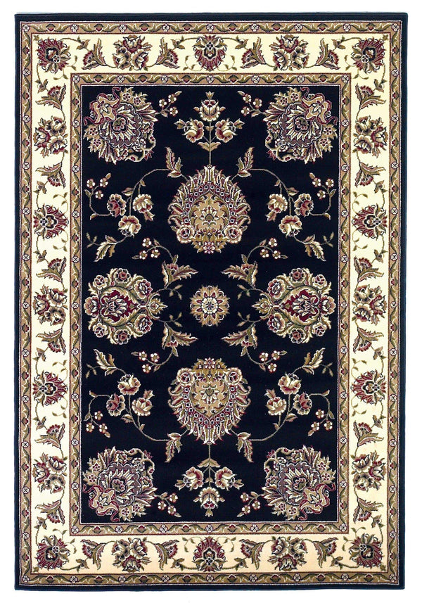 Rugs Round Rugs 7'7" Round Polypropylene Black/Ivory Area Rug 2886 HomeRoots