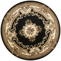 Rugs Round Rugs 7'7" Round Polypropylene Black/Ivory Area Rug 2951 HomeRoots