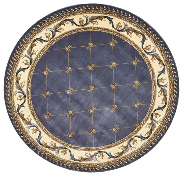 Rugs Round Rugs 7'7" Round Polypropylene Blue Area Rug 2959 HomeRoots