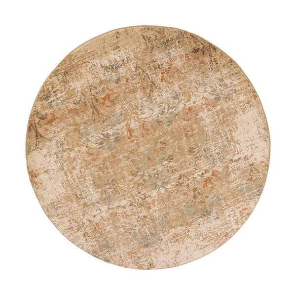 Rugs Round Rugs - 7'7" Round Polypropylene Champagne Area Rug HomeRoots