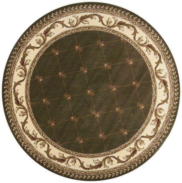 Rugs Round Rugs - 7'7" Round Polypropylene Green Area Rug HomeRoots