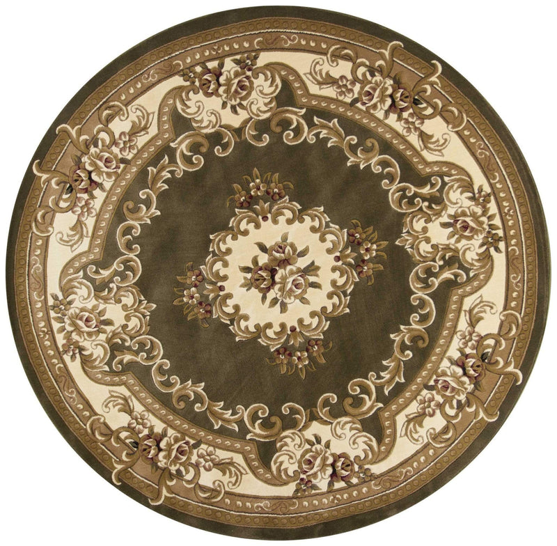 Rugs Round Rugs 7'7" Round Polypropylene Green/Ivory Area Rug 2953 HomeRoots