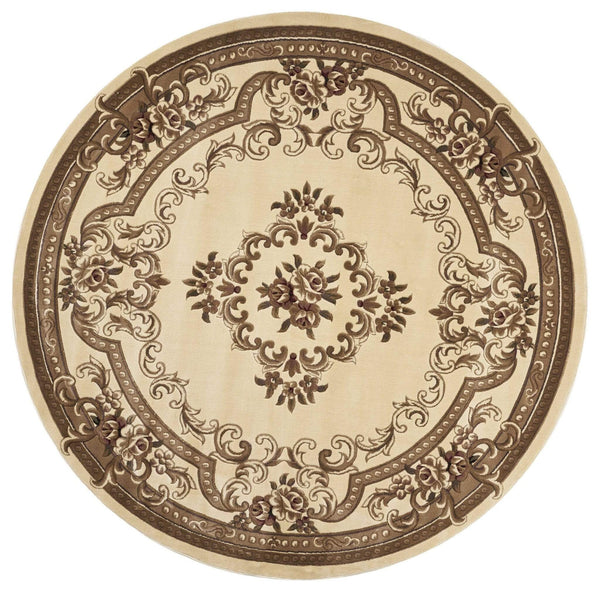Rugs Round Rugs 7'7" Round Polypropylene Ivory Area Rug 2952 HomeRoots