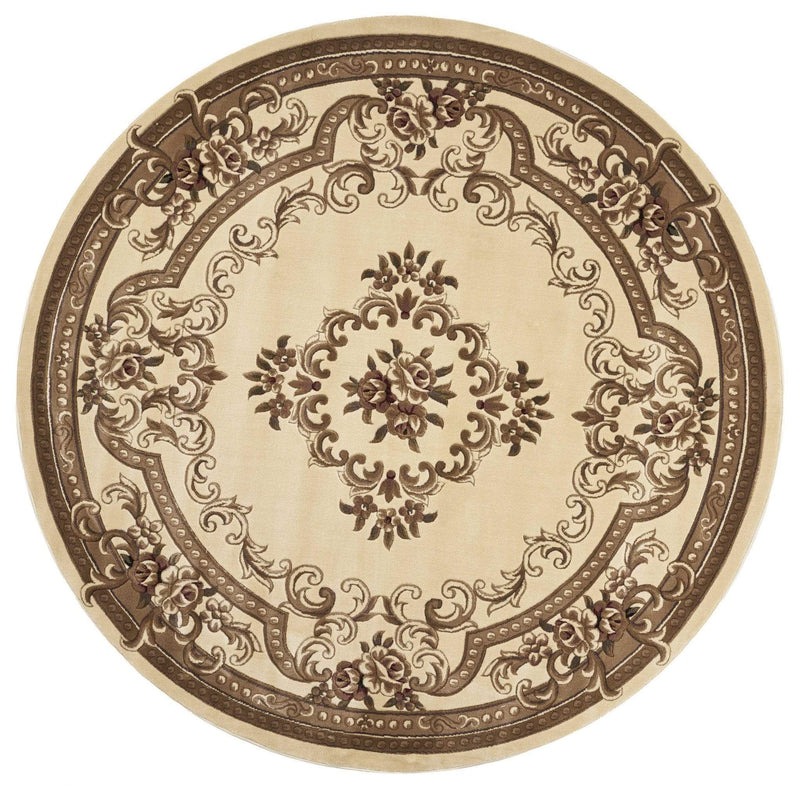Rugs Round Rugs 7'7" Round Polypropylene Ivory Area Rug 2952 HomeRoots