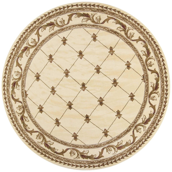 Rugs Round Rugs 7'7" Round Polypropylene Ivory Area Rug 2957 HomeRoots