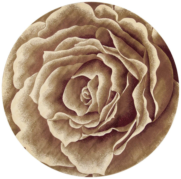 Rugs Round Rugs 7'7" Round Polypropylene Ivory Area Rug 2963 HomeRoots