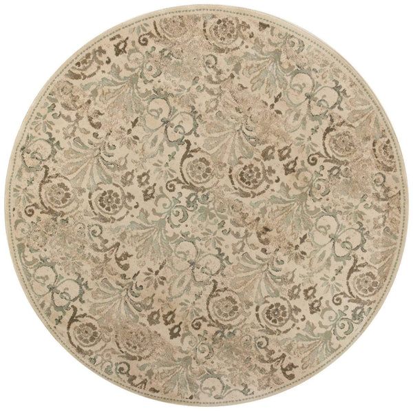 Rugs Round Rugs - 7'7" Round Polypropylene Ivory Area Rug HomeRoots