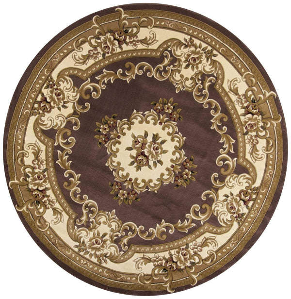Rugs Round Rugs 7'7" Round Polypropylene Plum/Ivory Area Rug 2954 HomeRoots